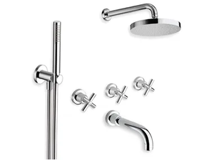 EXCLUSIVE CRIEV113 - Wall-mounted bathtub tap with hand shower with overhead shower _ CRISTINA Rubinetterie